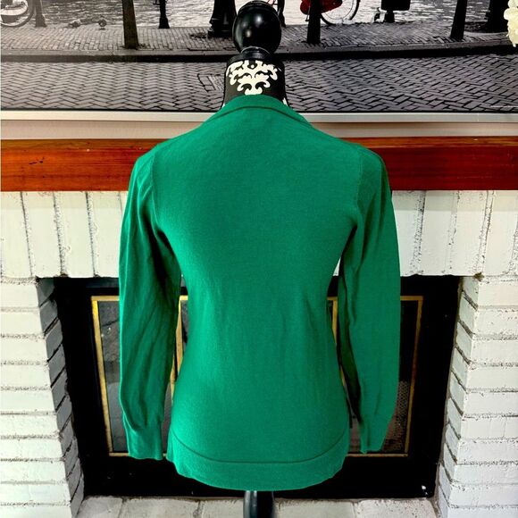 J. Crew Women Sweater Green Small Merino Wool Blend VNeck Pullover Long Sleeve - Picture 2 of 8
